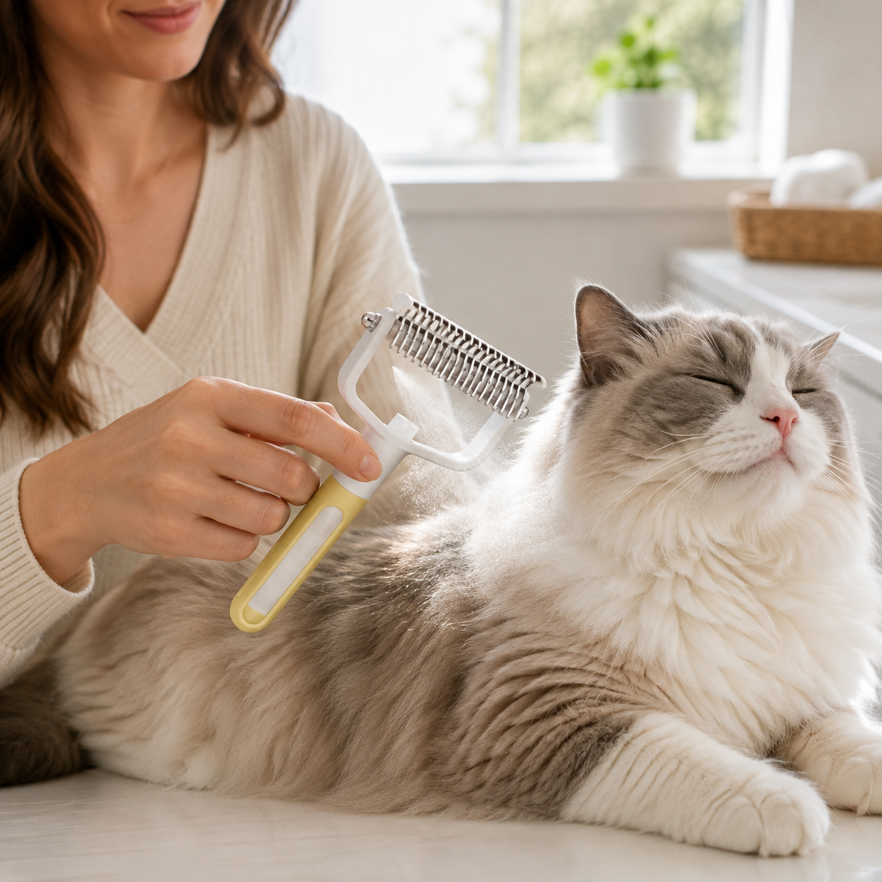 Yellow Spray Pet Grooming & Deshedding Comb