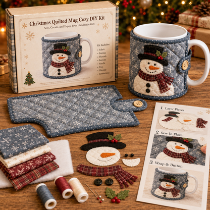 Christmas Mug Cozy Sewing Kit – 6 Festive Appliqué Designs