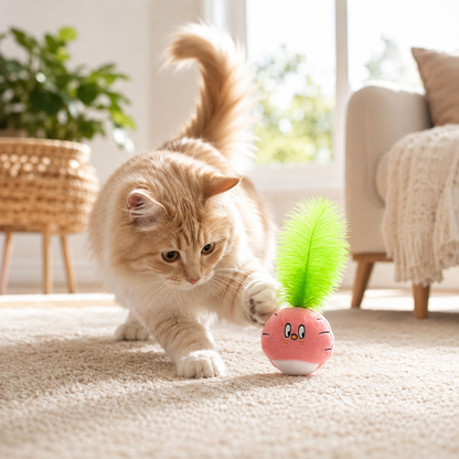 Pink Radish Feather Cat Toy with Catnip & Bell