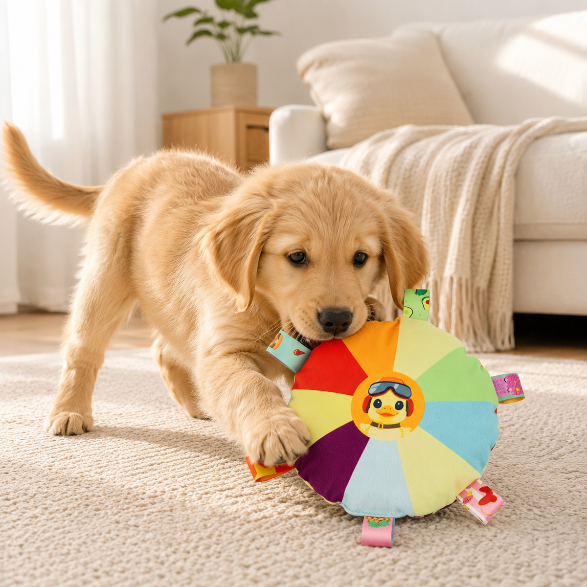 Small Duck Pattern Interactive Squeaky Dog Flying Disc Toy