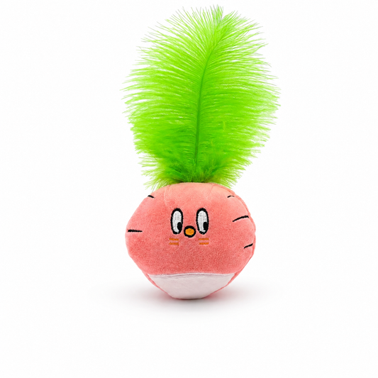 Pink Radish Feather Cat Toy with Catnip & Bell