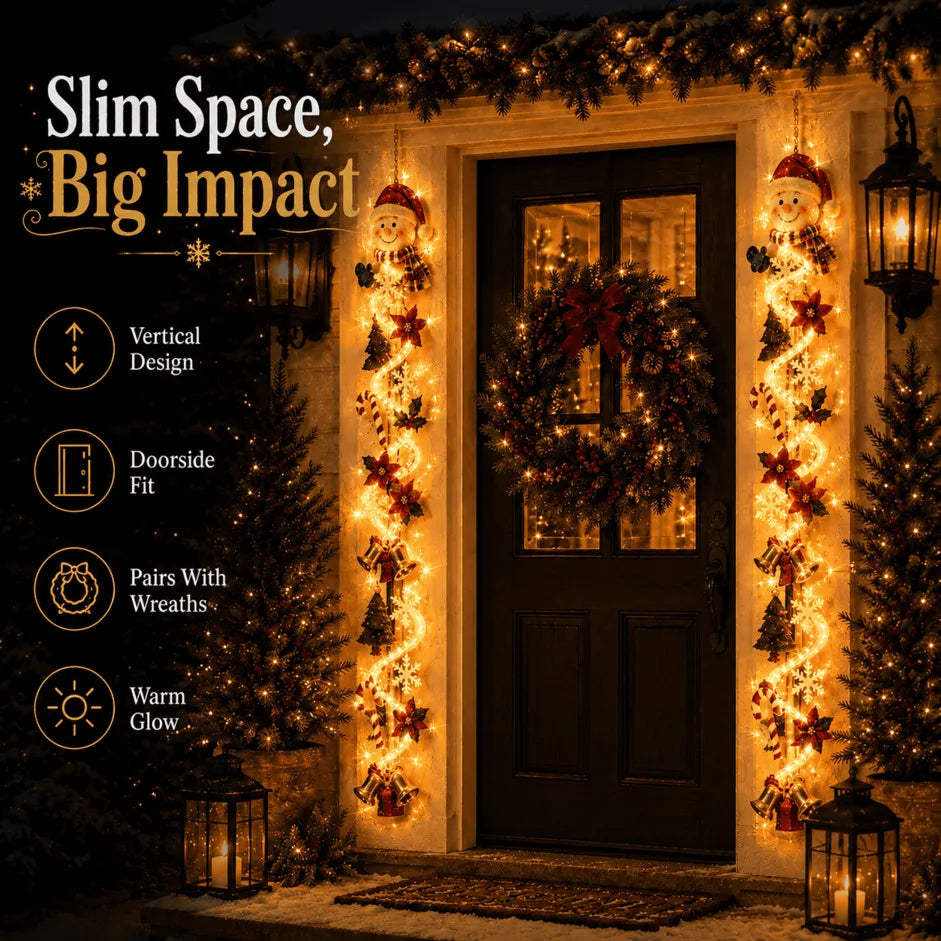 ⏳ Last Day 38% OFF – 🎄 Light-Up Christmas Door Hanger | Features 6 festive illuminated designs that cast a warm glow, combining 3D detailing with a space-saving vertical profile ✨